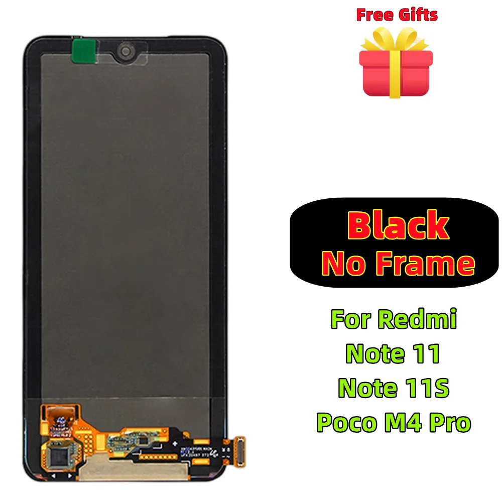 Touch Screen Digitizer Assembly Replacement, LCD OLED with Frame, Mobile Phone Display, Xiaomi Redmi Note 11, 11S, POCO M4 Pro