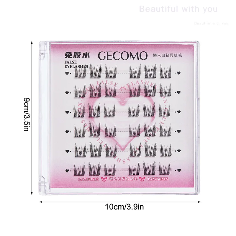 NewDIY pestañas postizas autoadhesivas sin pegamento, ojos de Manga gruesos naturales esponjosos con alas, pestañas agrandadas reutilizables, fácil de aplicar