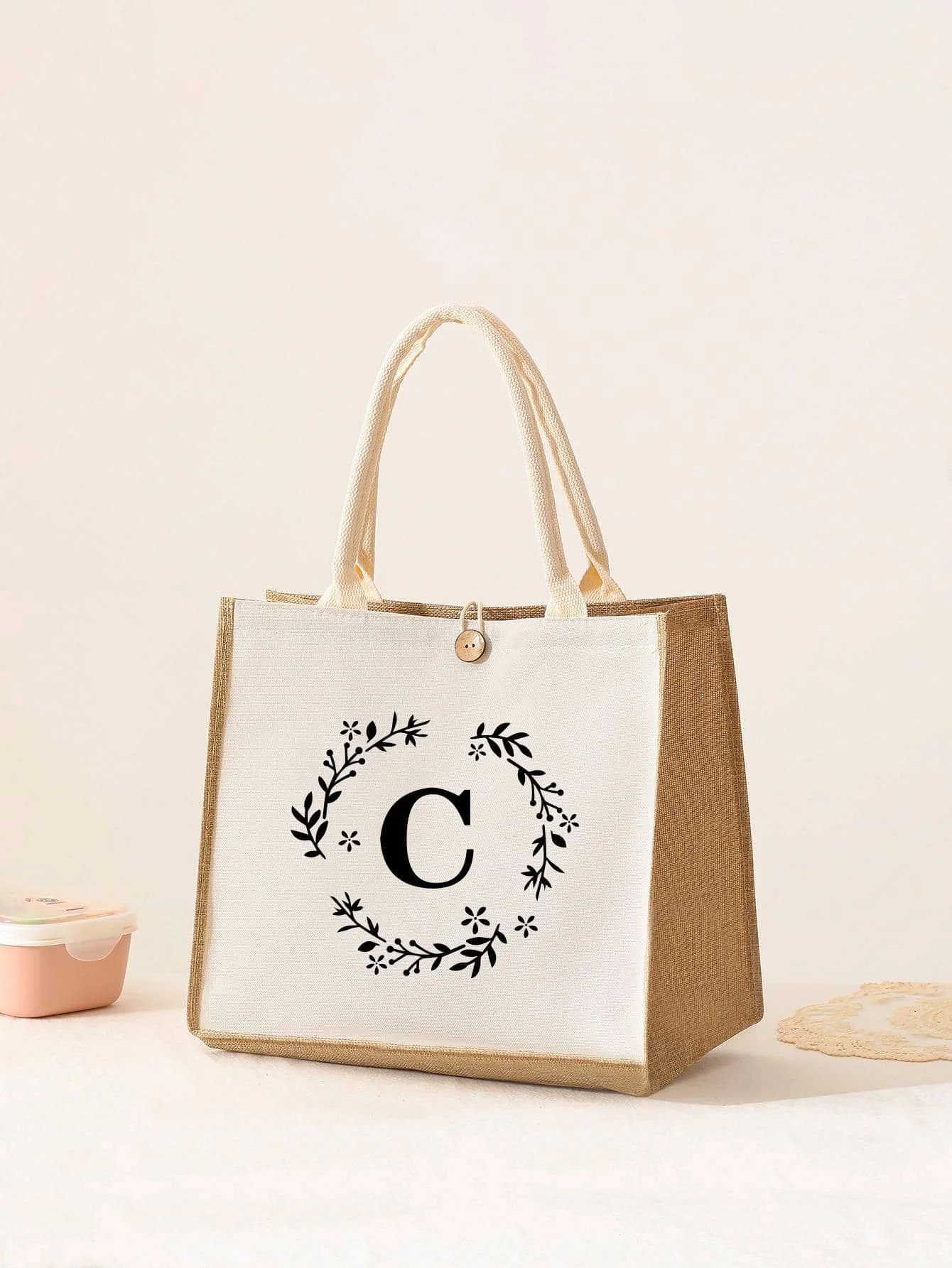 Simple thickened canvas tote Stylish letters commuterwomen\'s shoulder bag