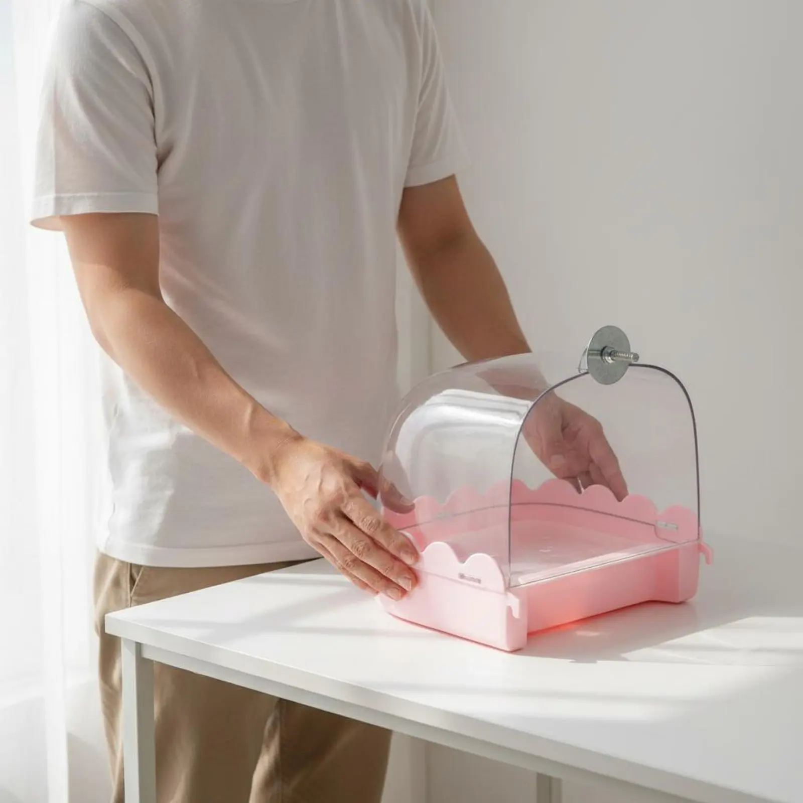 Transparent Avian Bathing Tub Clear View Design Avian Bath Box Pet Supplies Spacious Secure Mount for Cockatiels