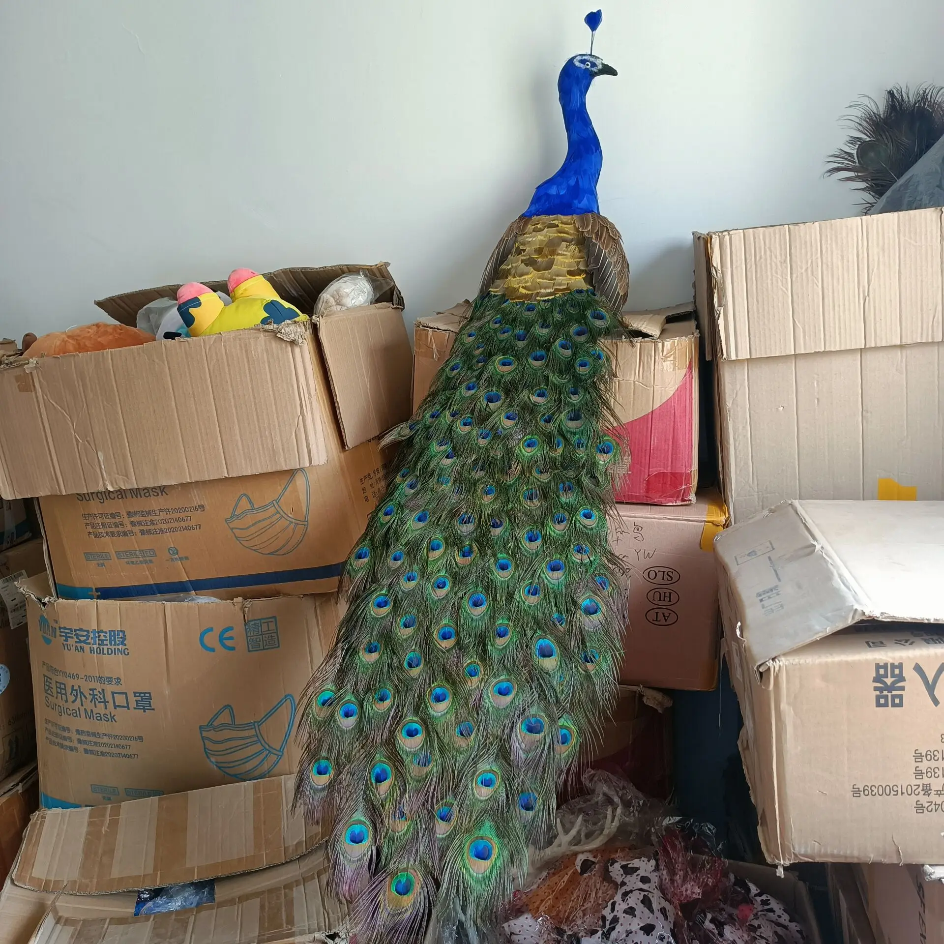 long tail foam&feathers colorful peacock model garden decoration gift about 150cm s2259