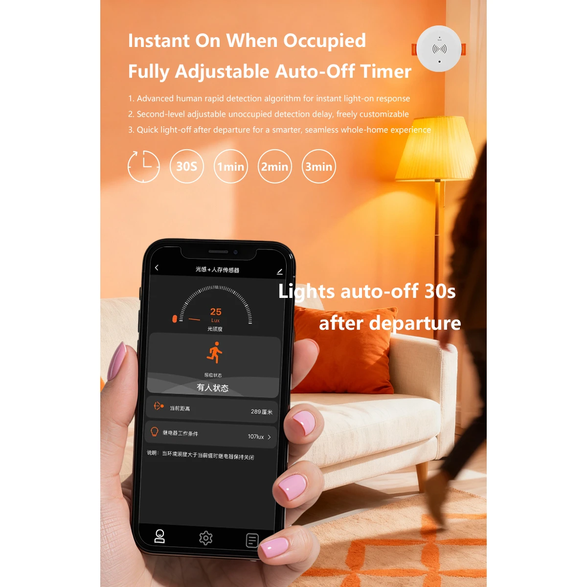 For Tuya Integrated For Zigbee Human Presence Sensor with 24G Detection and Light Sensing for Ceiling Mount Use