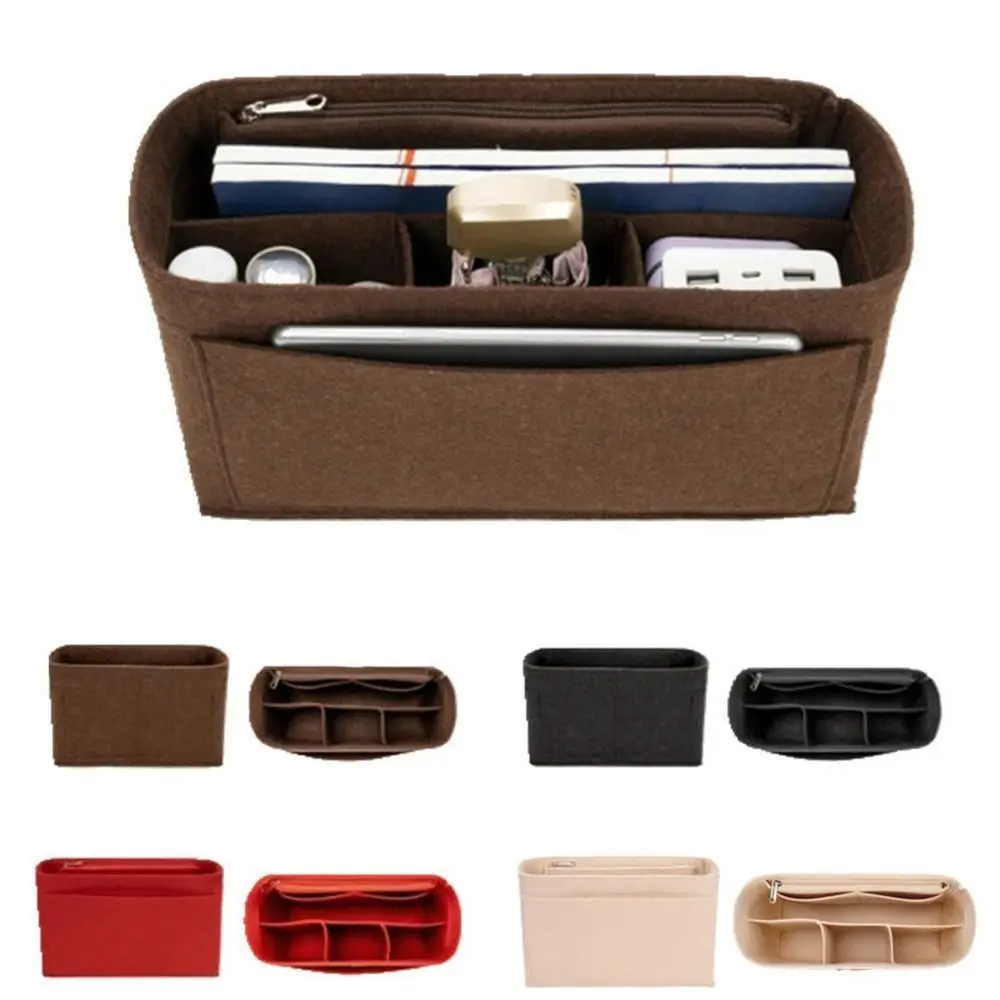 Felt Insert Bag Multi-Pocket Large Capacity Storage Bag with Zipper Inner Lining Bag for LV Speedy25/30/35/Gentlewoman
