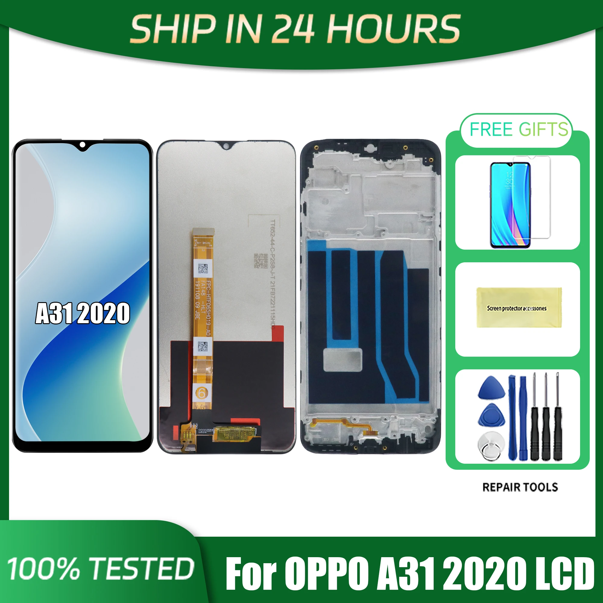 6.5'' For OPPO A31 2020 CPH2015 CPH2073 CPH2081 CPH2029 CPH2031 LCD display touch screen digiziter with frame assembly