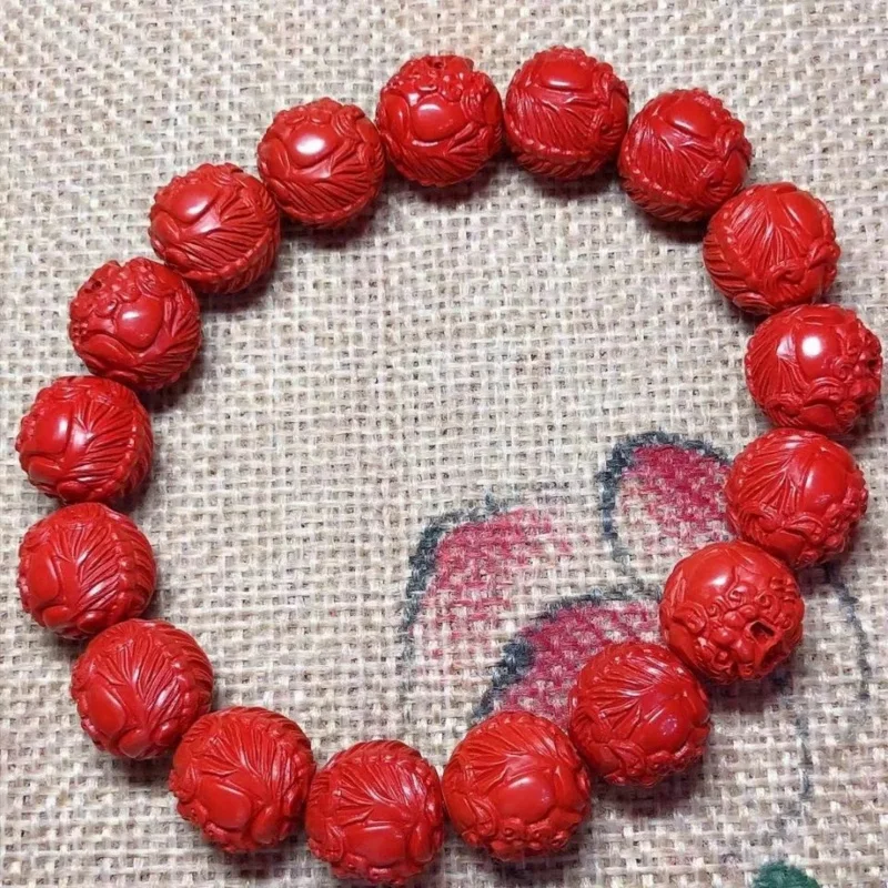 Avoiding Evil Cinnabar Bracelet to Pure Zhiyang Boutique 95% High Zhu Content Sand Red Sand Pixiu Bracelet Meditation Beads