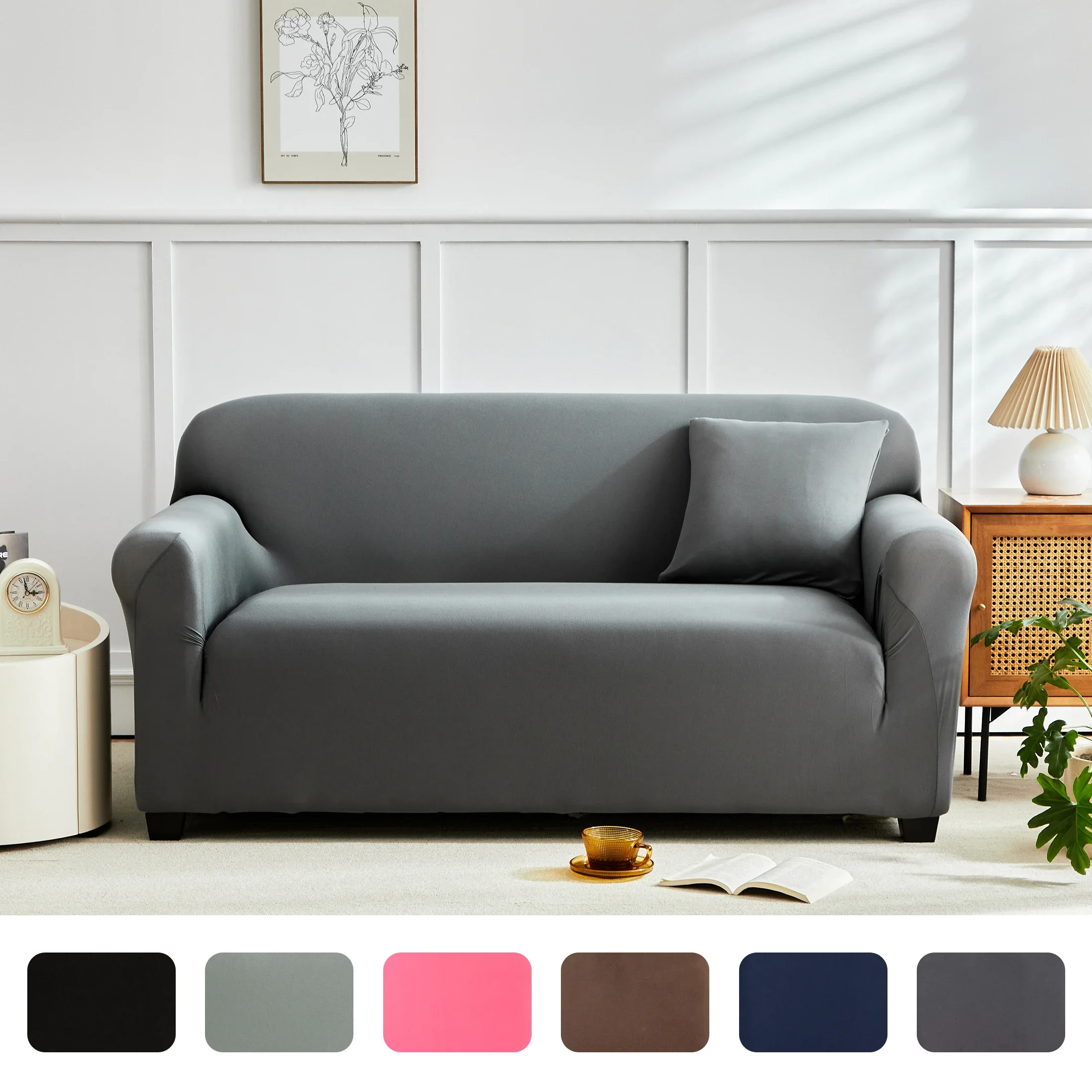 

Elastic Sofa Covers for Living Room Funda Sofa Couch Cover Chair Protector 1/2/3/4-seater Solid Color Sofa Slipcovers