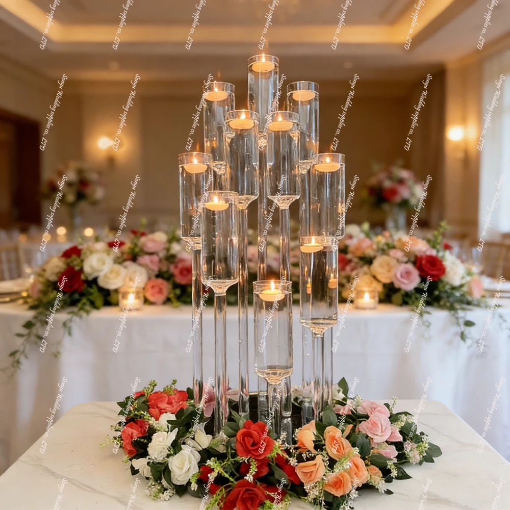 2-5pcs wedding crystal table centerpieces,  glass flower vases, wedding decorations, transparent cylindrical flower stands