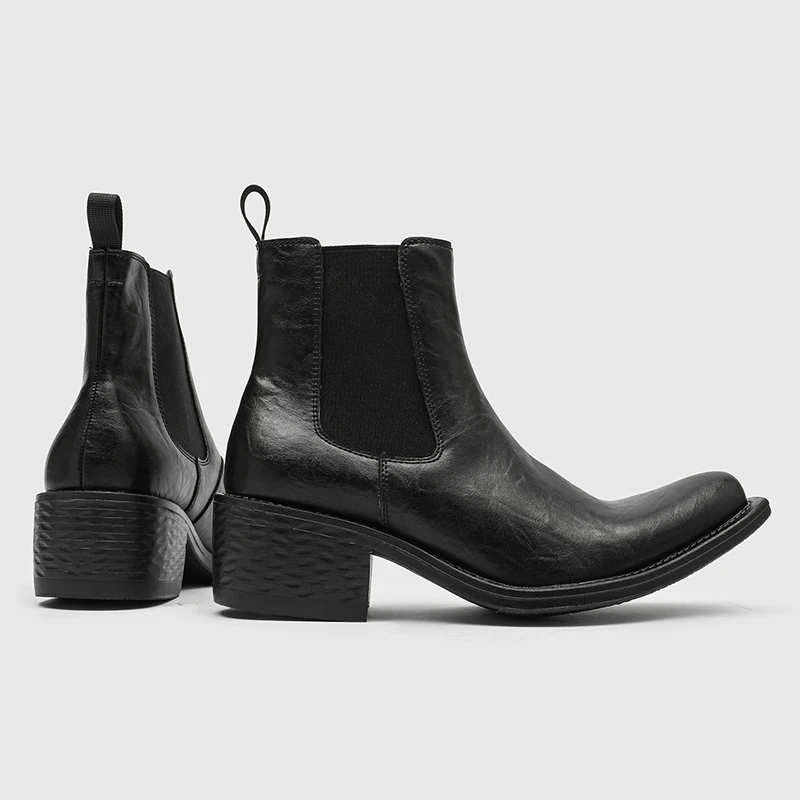 High Quality Men's Designer High-top Pointed Boots British Casual Trendy High-heeled Wizard Boots