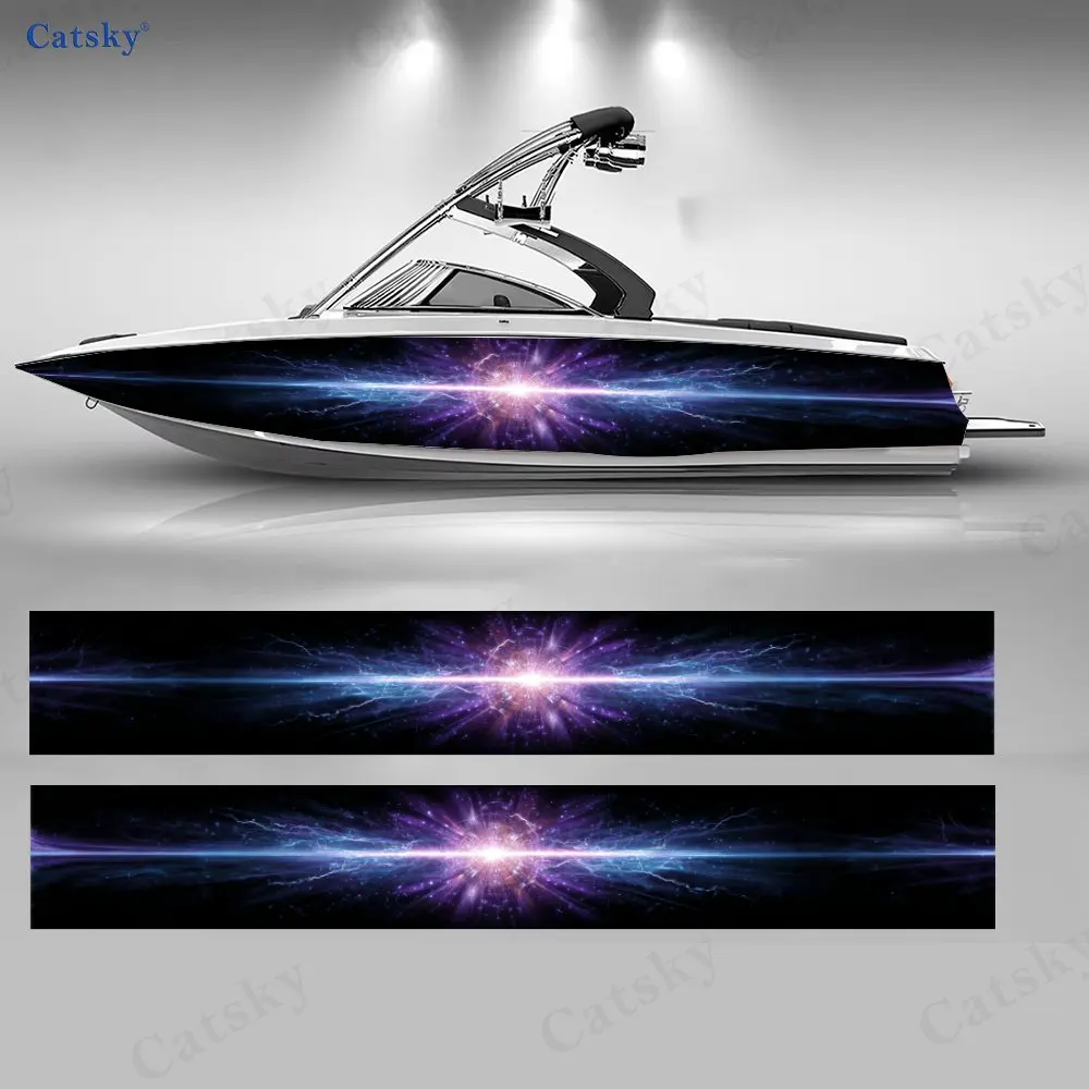 

Dark Universe Light Burst Boat Stickers, PVC Waterproof Durable Vinyl Wrap Decals for Fishing Boats, Durable and Stylish Design