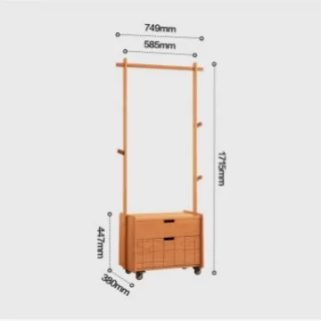 peach bedroom floor hanger, bedside solid wood coat rack, household bedside storage cabinet removable