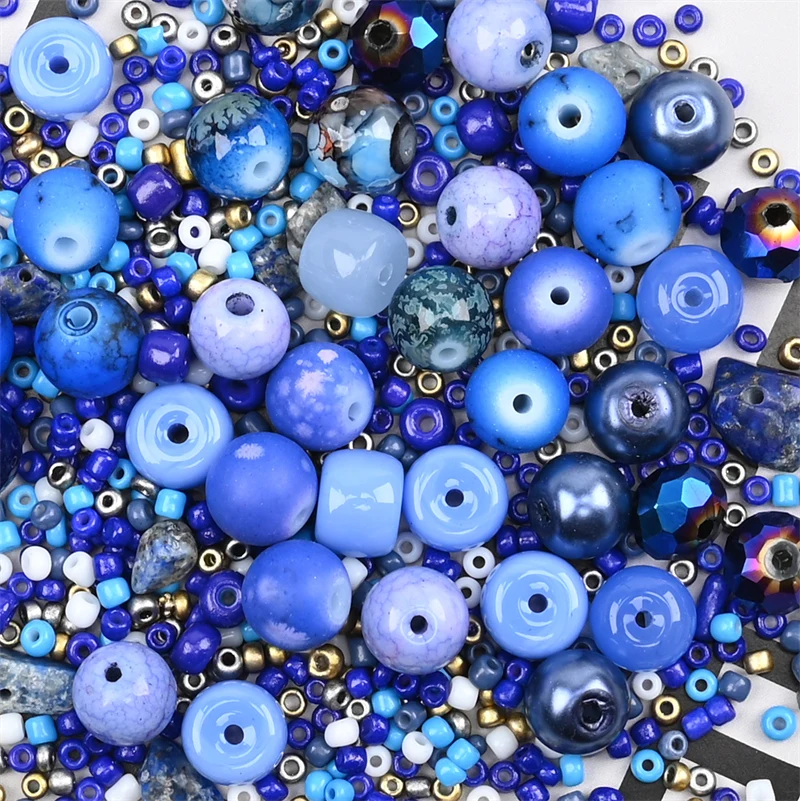 15series Mixed Beads Loose Round Mini Seed Beads Ice Crack Stone Beads Assorted Diy Bracelet Wedding Dress Jewelry Material