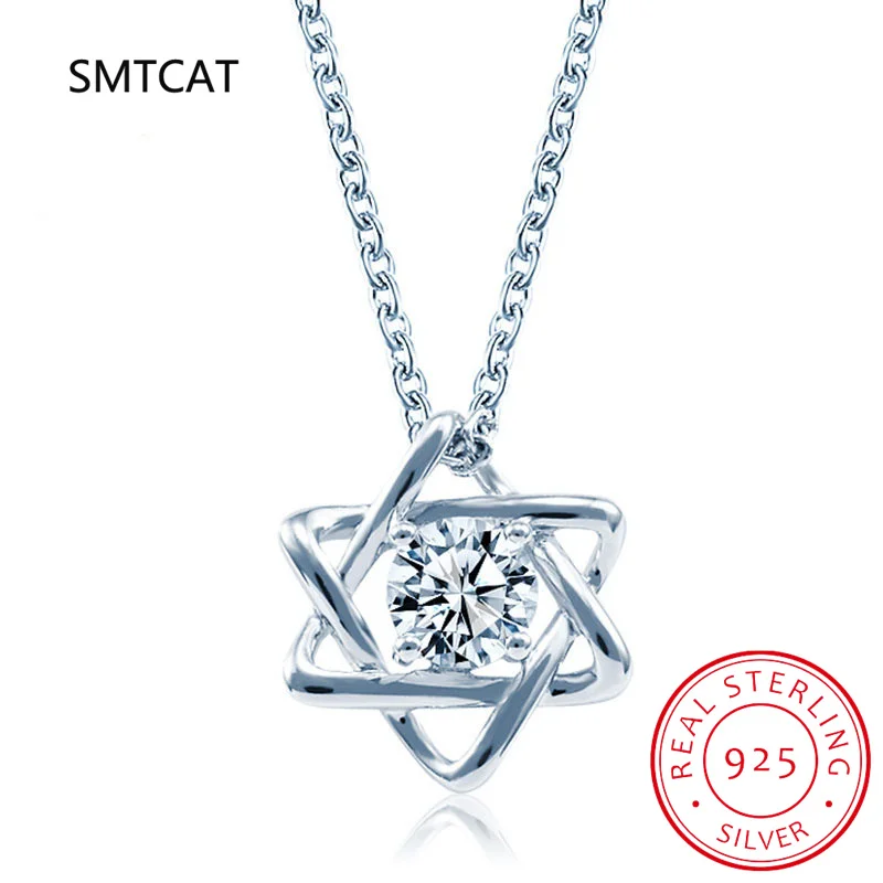 New Star of David 0.5ct Moissanite Necklace for Women and Men 925 Sterling Silver White Gold Plated Hexagram Clavicle Chain 2025