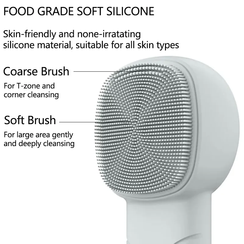 Sonic Facial Cleansing Brush with Thermal Function, Waterproof Skin Cooling Massager, Silicone Facial Cleansing Device