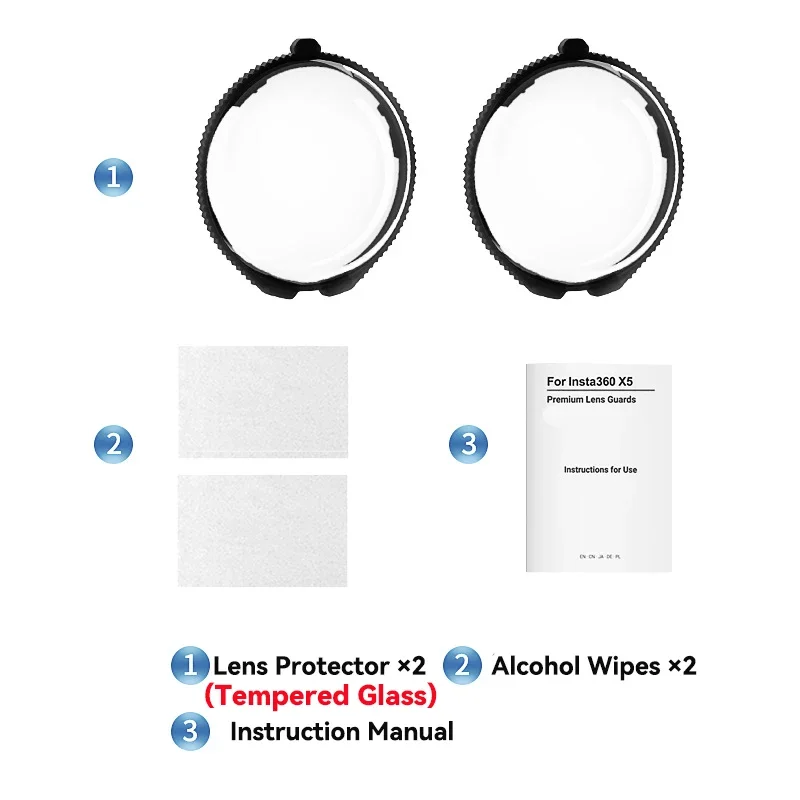 For Insta 360 X5 Lens Guards Premium HD Optical Glass Protector Anti-Scratch Protective Cover Accessories