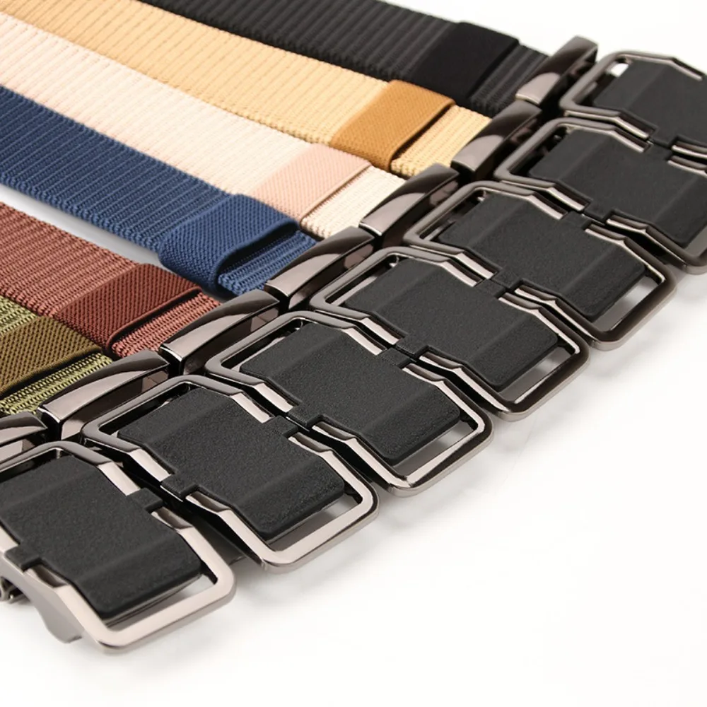 

Jeans Decor Quick Buckle Hole-free Belt Alloy Buckle Thickened Nylon Belt Lengthened Canvas Men Waistband