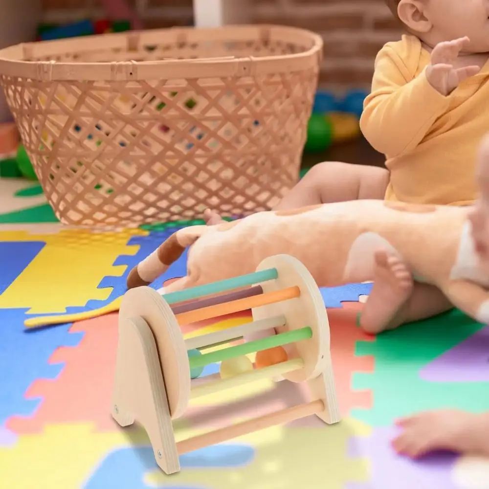 Houten regenboog draaiende trommel Montessori kleurvorm cognitie bal drop multifunctionele interactieve bal drukke trommel