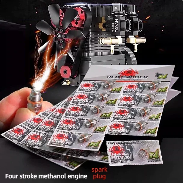 NF Four Stroke Methanol Engine Red Spider T4 Spark Plug Remote Control Simulation Car Starter Accessories Compatible TOYAN SAITO