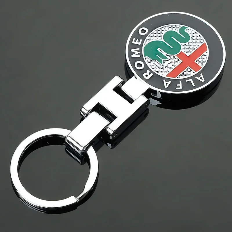 1Pcs Car Logo Keychain For Alfa Romeo Giulia Stelvio Giulietta 156 159 147 Mito Tonale Brera GT Metal Keyring Key Accessories