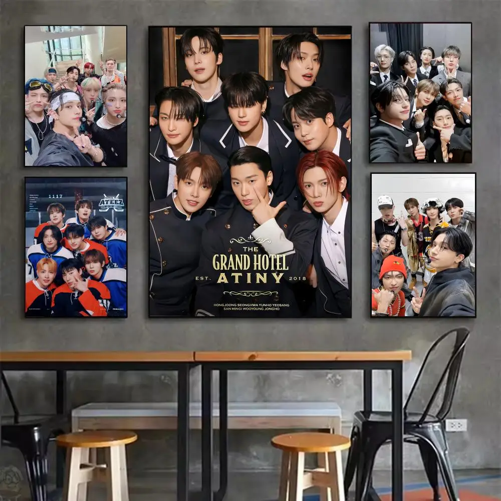 

Korea-A-ATEEZs KPOP Band Poster Home Living Bed Room Bar Hallway Sticky Wall Art Printing Waterproof Aesthetic Decor