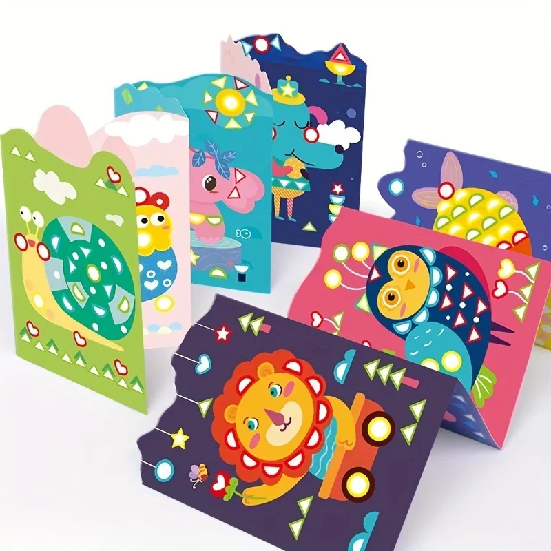 1Set Kids Cartoon Animal Diy Sticker Set - 3-6 Years Old Educational Geometric Craft Kit, Creative Fun Kindergarten Art Supplies