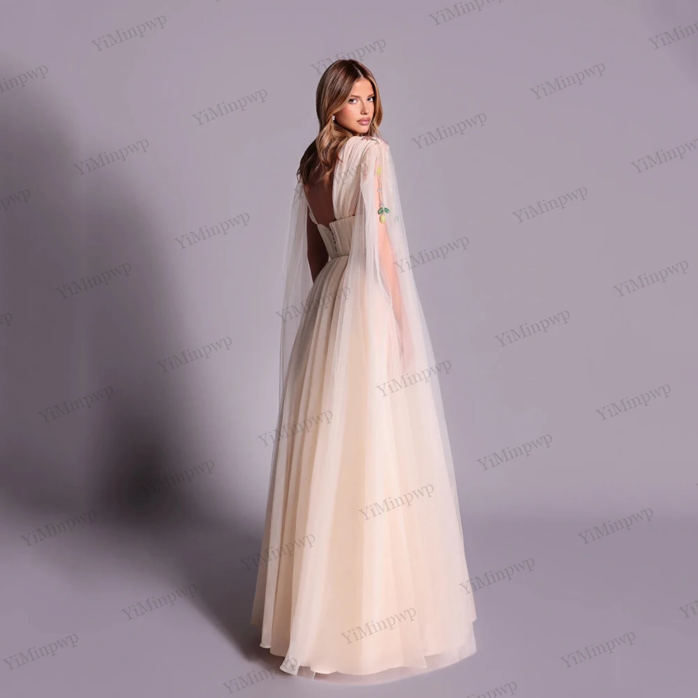 الزهور فساتين لحضور الحفلات الموسيقية الخامس الرقبة الزهور الشمبانيا فستان عيد ميلاد للمرأة بلا أكمام ألف خط عارية الذراعين طول الأرض مخصص