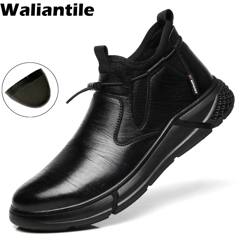 Waliantile Waterproof Safety Shoes Men Steel Toe Construction Working Boots Puncture Proof Non-slip Indestructible Work Shoes