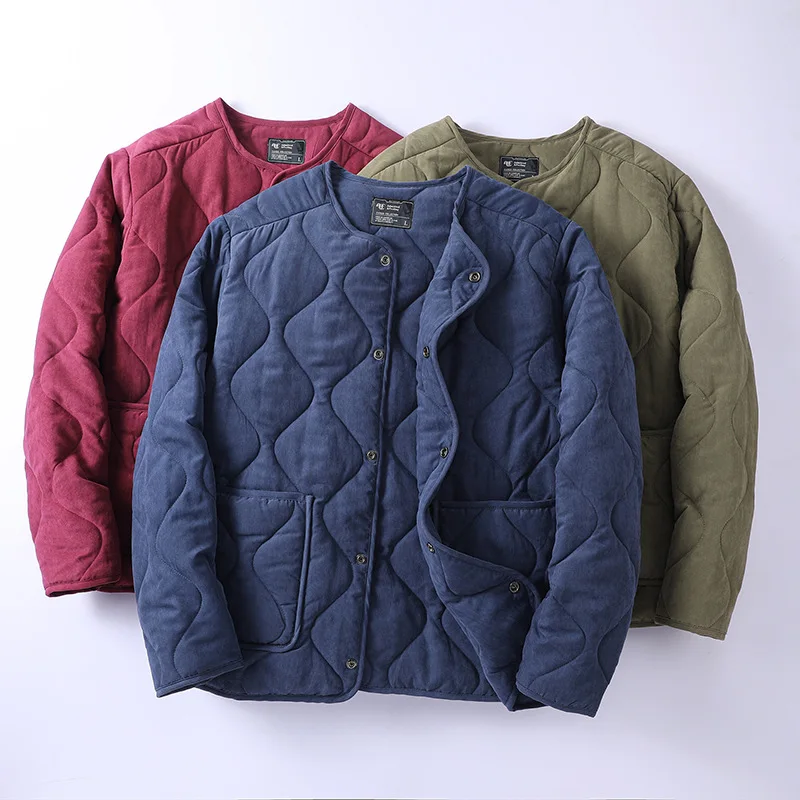 Vintage Quilted Jacket - Thermal Reversible Layering Solid Color Casual Wear