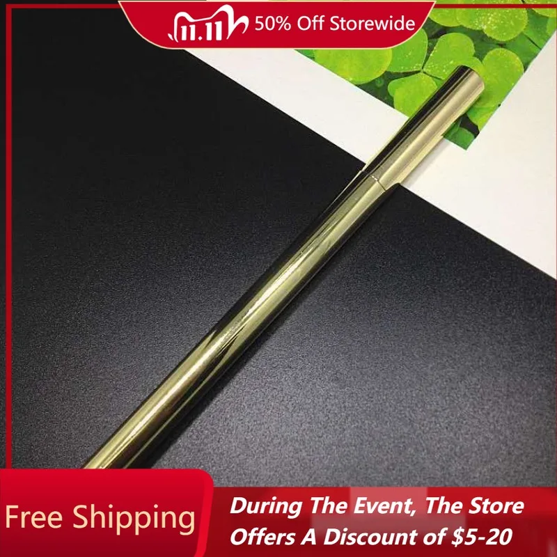 

Роскошные шариковые ручки из чистой меди, черные 0,5 мм, милые латунные шариковые ручки для письма для делового офиса, кавайная ручка-роллер, стационарные