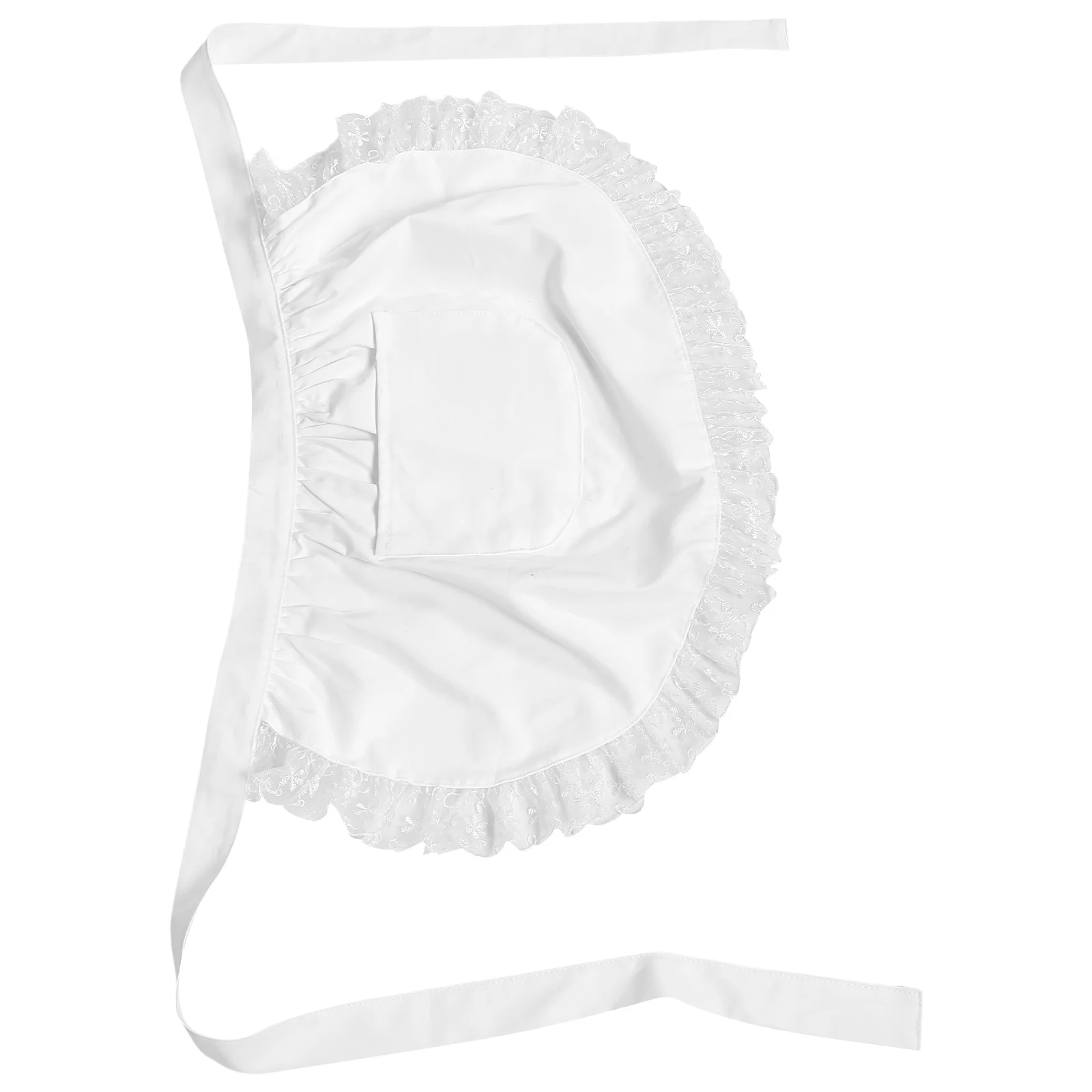 

Lace Apron Half Girls Cosplay Waist Cotton Cooking White Women Father Chef Kitchen Short Baking Pockets Waitress Server