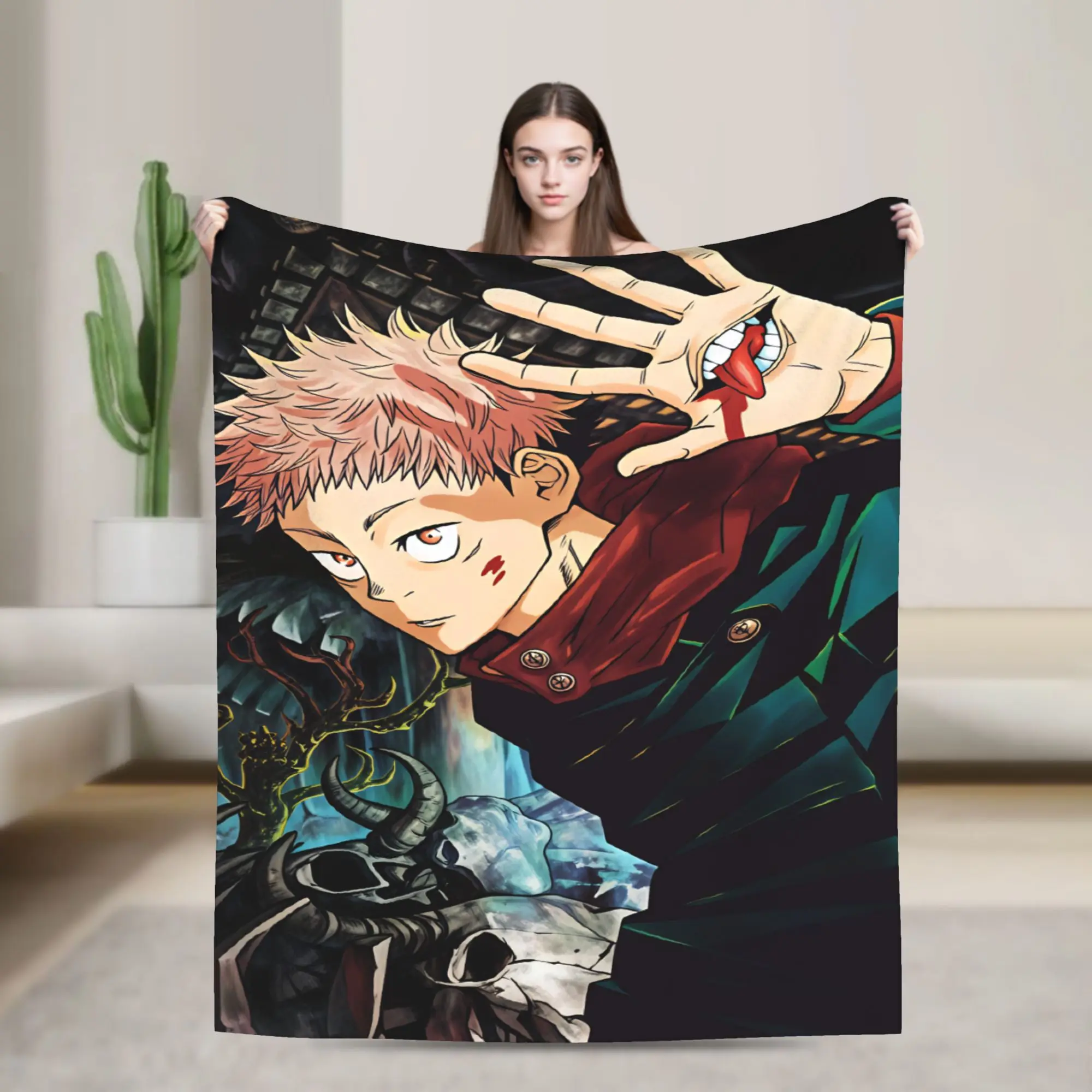 Yuji Itadori Super Warm Blanket J-Jujutsu Kaisens Girls Boys Plush Throw Blanket Fashion Bedroom Flannel Bedspread Sofa Cover