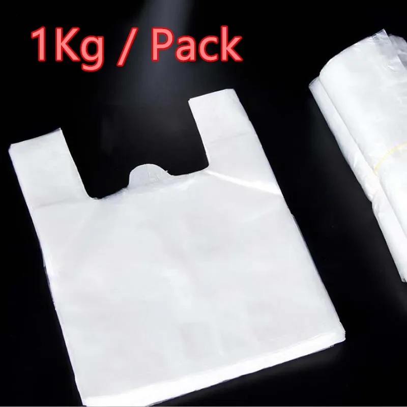 

Free transportation 1KG White transparent plastic vest bag supermarket shopping bag handbag waistcoat bag