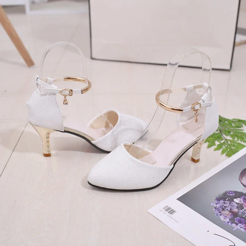 Women Classic Wedding Bride White Buckle Strap High Heel Woman Shoes Ladies Pink Comfort Stiletto Sexy Party Heels Talon Femme