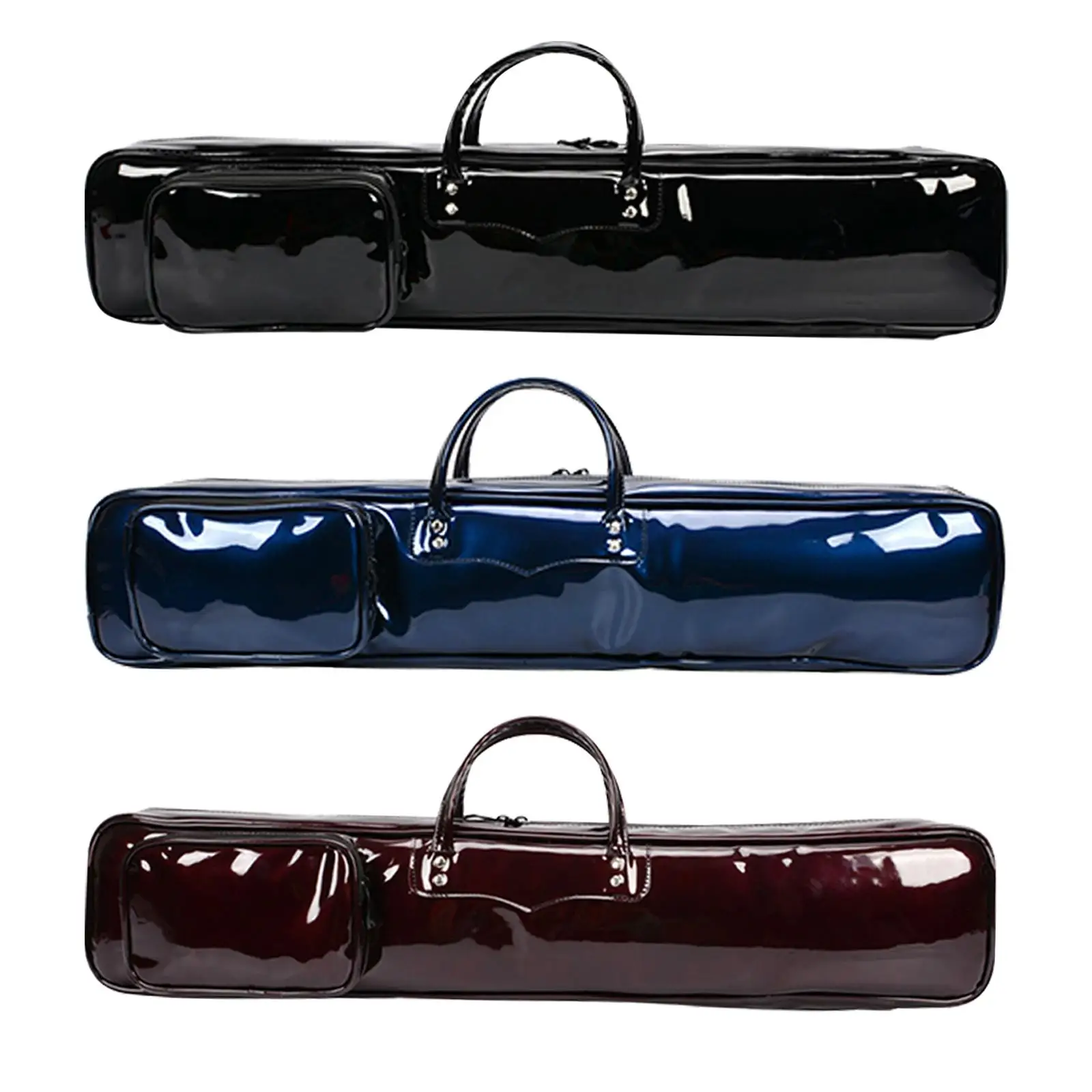 Flute Handbag Storage Case for Instrument with Thick Sponge Lining and Side Pocket Travel Friendly PU Leather