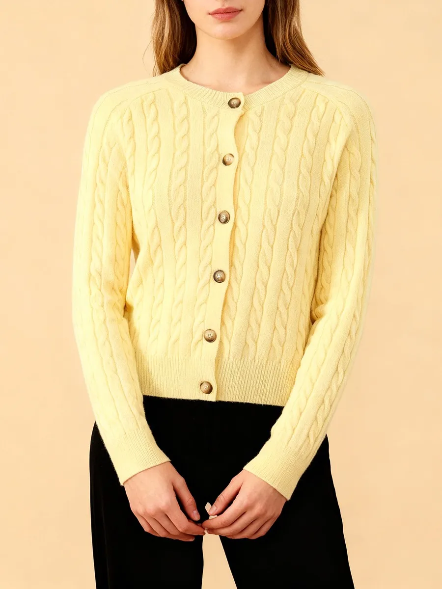 TWOTWINSTYLE polyvalent décontracté pull en tricot pour les femmes col rond à manches longues minceur Patchwork rétro boutons Cardigan femme nouveau