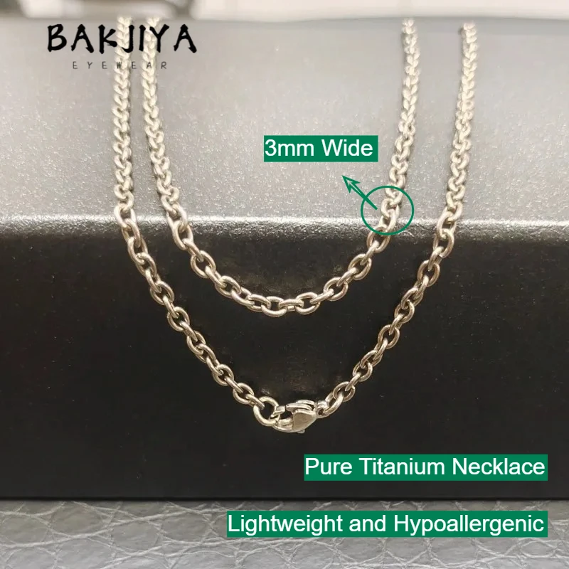 

3mm Pure Titanium Necklace - Unisex Trend Round O Chain Lightweight Hypoallergenic Versatile Fashion Necklace Gift for Men Women