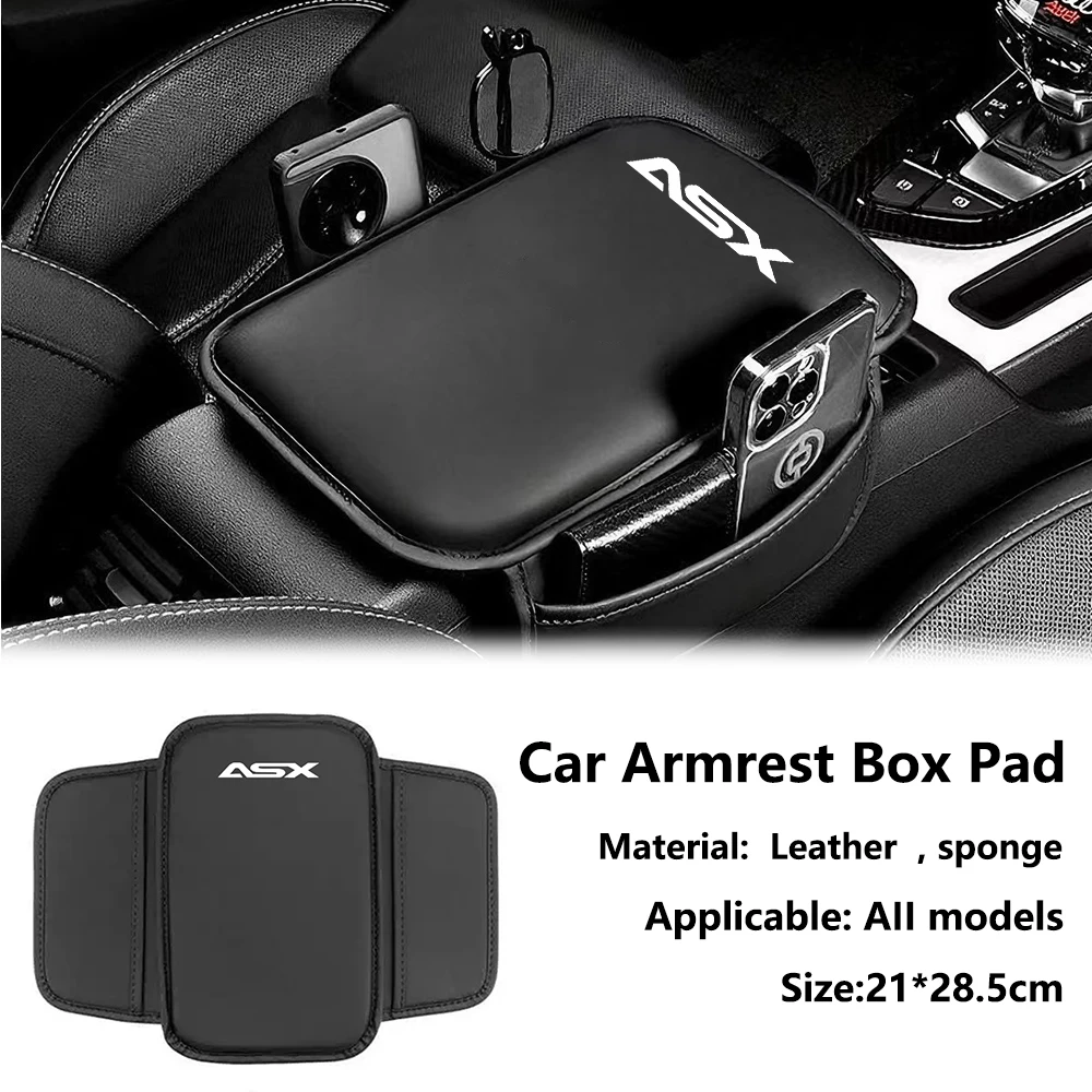 For Mitsubishi ASX Car Armrest Pad Storage Pocket Center Console Arm Rest Protector Leather Car Armrest Box Pad Storage Pocket