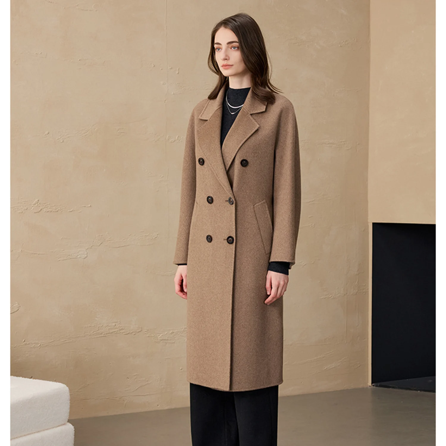 Allingentle Ivory Women's Long Blazer Woolen Fashion Jacket Warm Coat for Cocktail Party Daily Outfits Customize