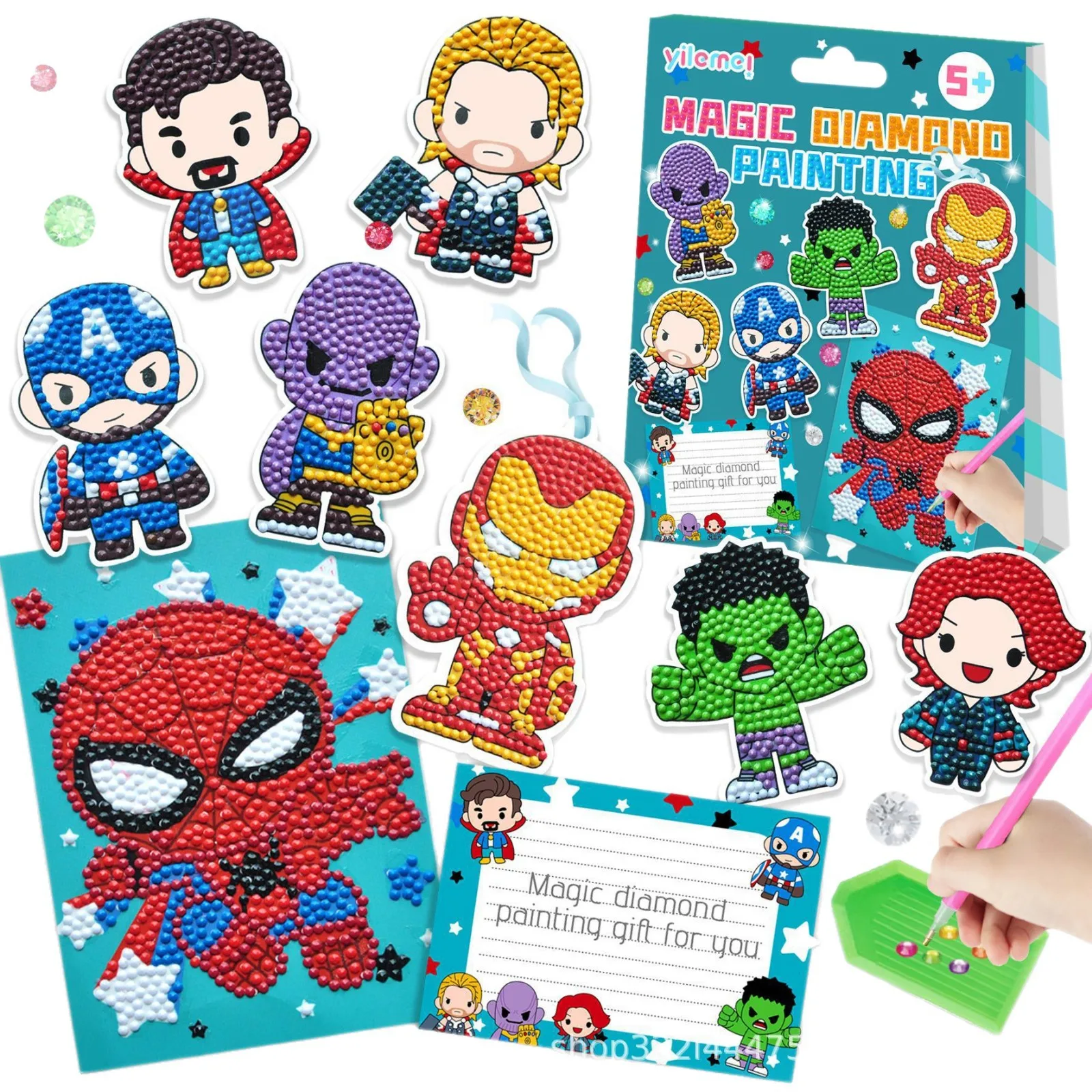 

BEAST KINGDOM Anime Superhero Spider Hulk Character Cartoon Diamond Painting DIY Sticker Creative Kids Gift