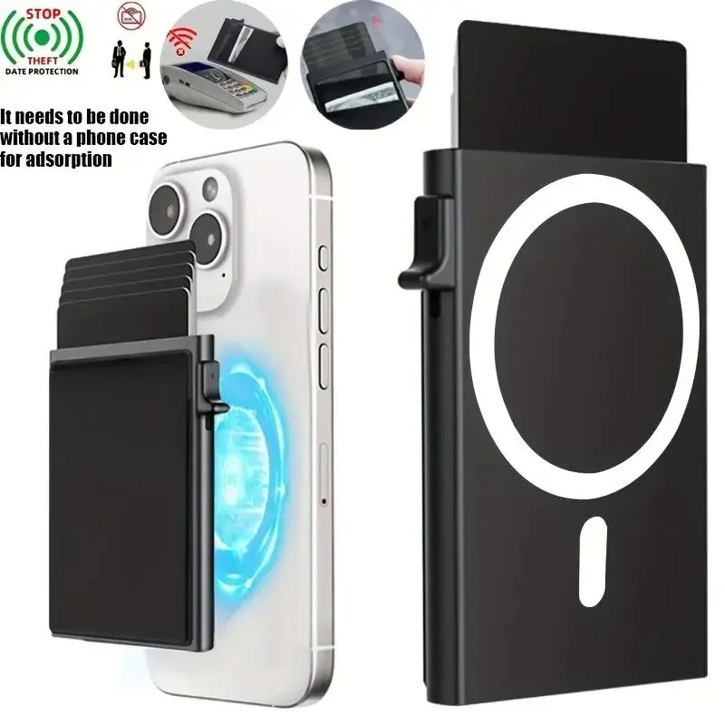 1 Pc Slim Pop-Up Card Holder with Print for Men, RFID Blocking Wallet Magnetic Slim Automatic Pop-up Card Holder for The Phone