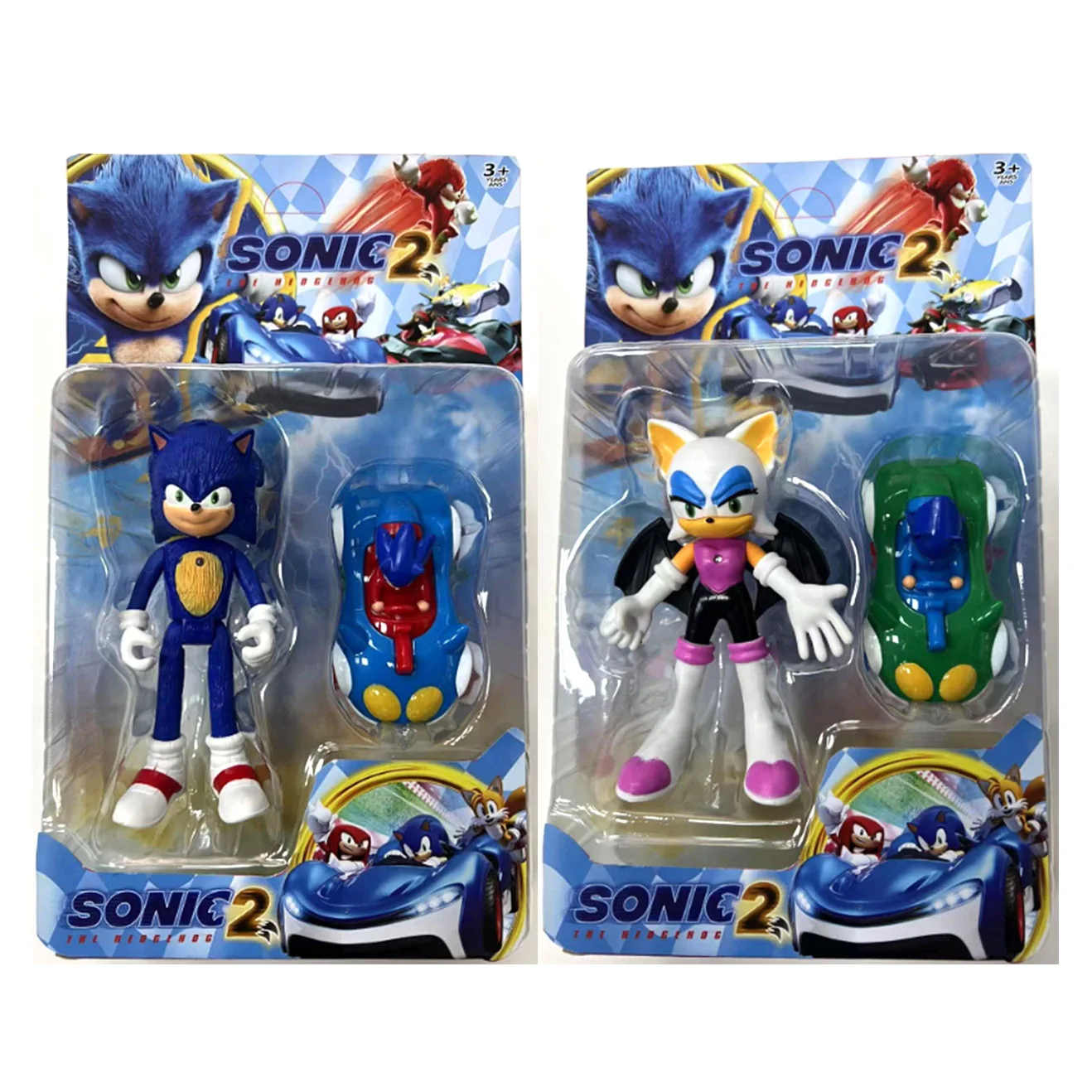 Sonic illuminato da 6,5 pollici con set di auto Pullback da 4 pollici Statua in PVC Action Figurine da scrivania Modello Anime Giocattoli Figure Regalo 1 PZ Casuale