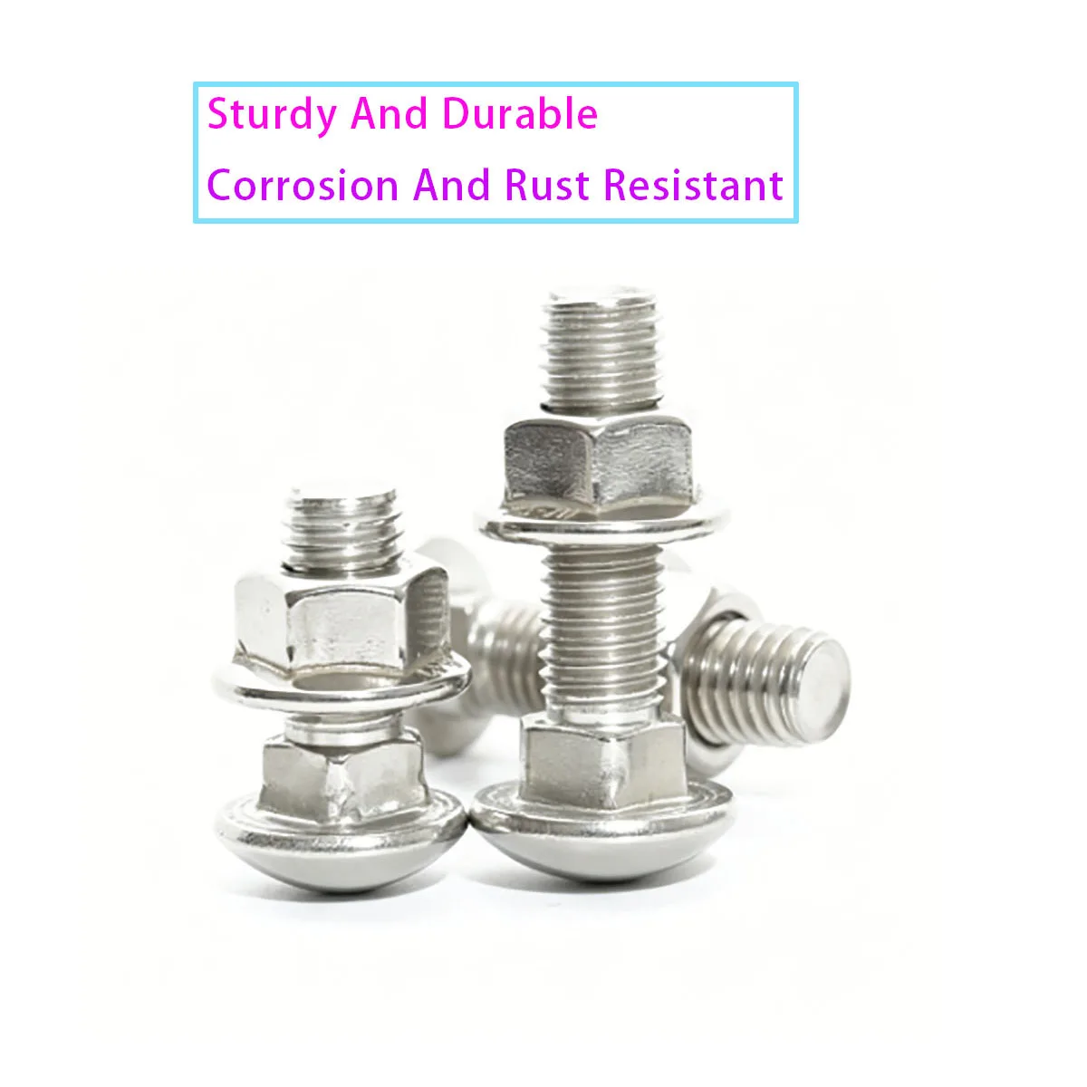 304 Stainless Steel Truss Round Head Square Neck Carriage Screw Coach Bolt Flange Nut Set M4 M5 M6 M8 M10 M12 A2-70