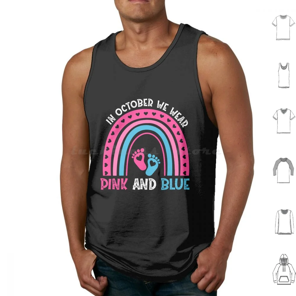 In October We Wear Pink And Blue Tank Tops Print Cotton Pink Or Blue Newborn Baby Baby Shower Gender Reveal Baby