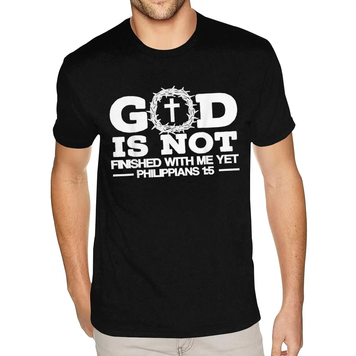 

God Is Not Finished With Me Yet, Christian Religious Faith TeeShirts Pin Up Shirt Mens S Tee-Shirt