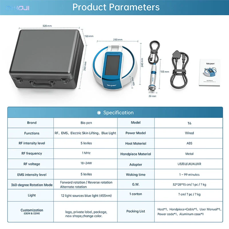 New Arrival Radio Frequency Bio Pen T6 360 Rotating RF Micro Current Bio Pen Skin Lifting Beauty Device