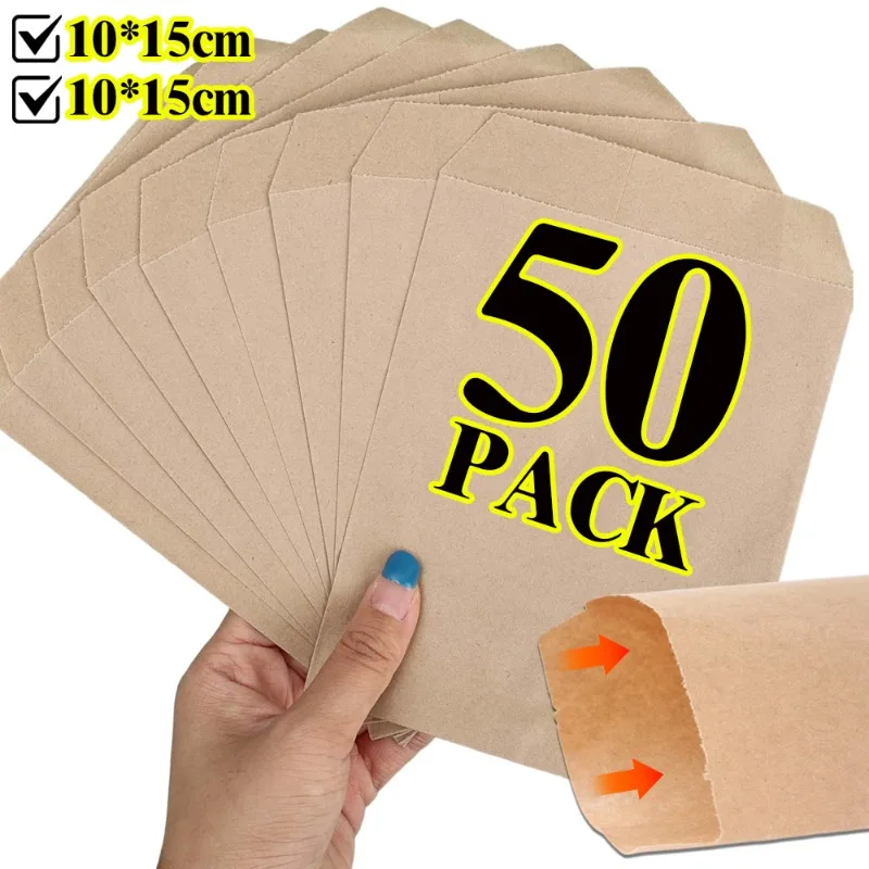10-50Pack Kraft Paper Candy Biscuit Bags Packing Pouch Popcorn Bag Birthday Wrapping Supplies Pastry Tool 10*15cm/13*18cm