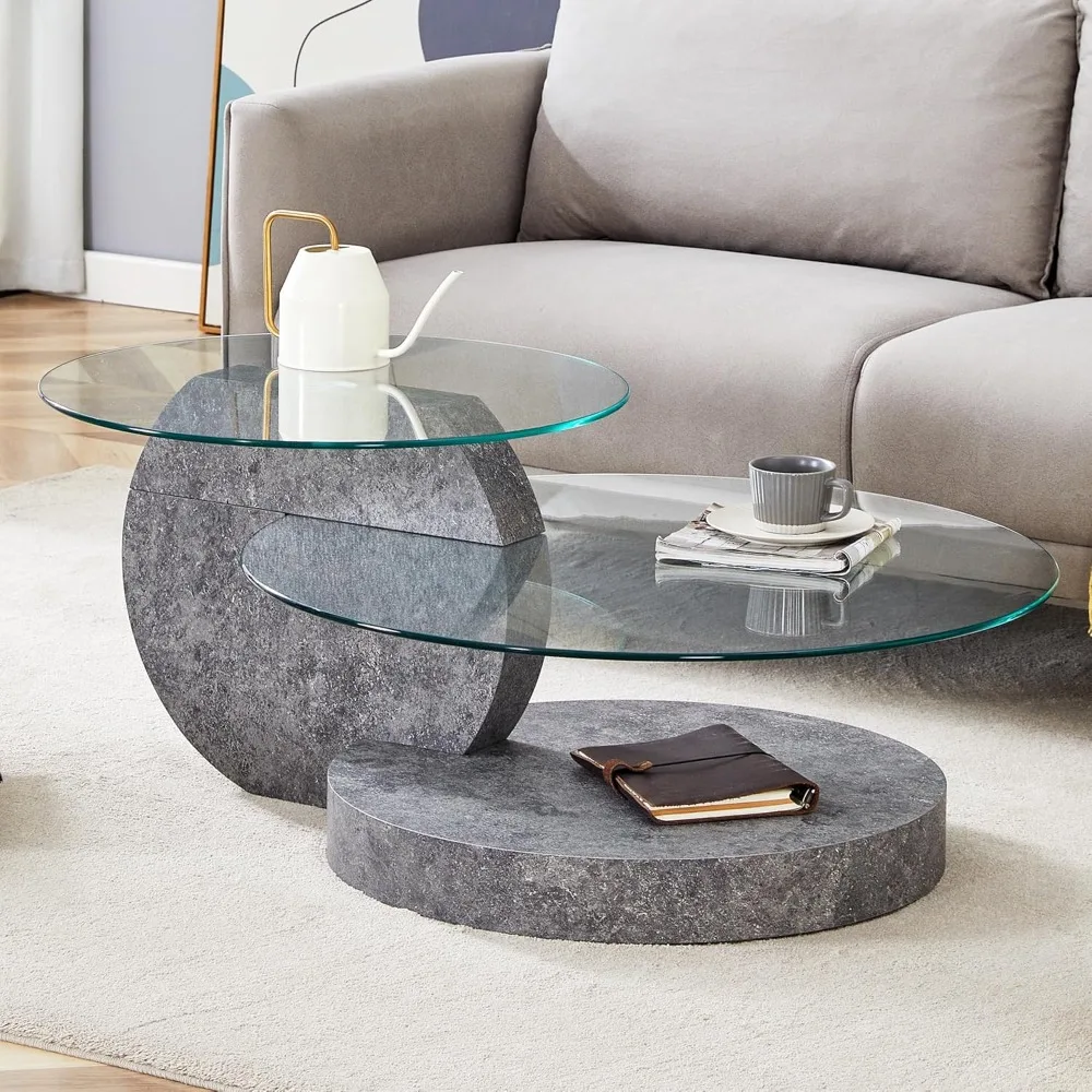 

Glass Coffee Tables Round Coffees Tables for Living Room 3 Tier Round Table Circle Coffee Table for Small Space Home Office