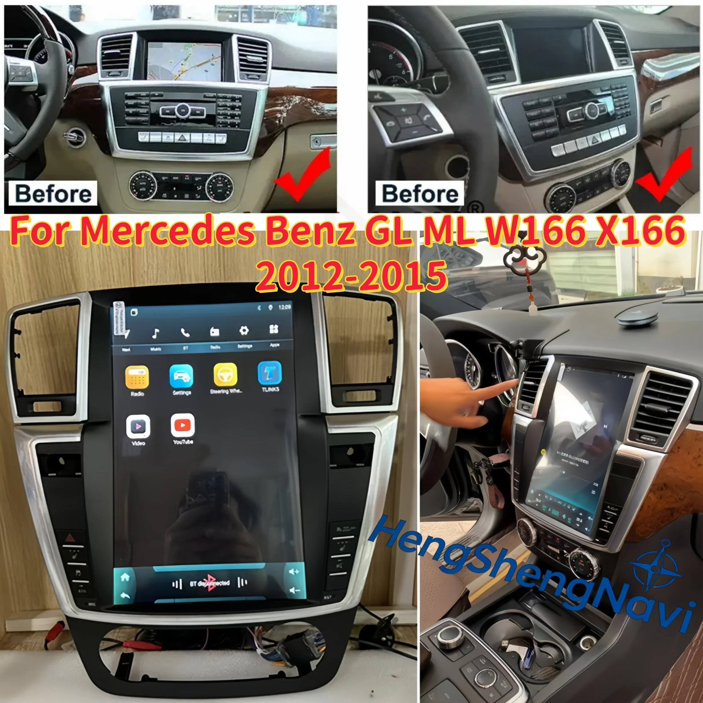 Android 14 Carplay AndroidAuto Car Radio For Mercedes Benz ML W166 GL X166 ML300 ML350 ML400 ML550 GL350 GL400 Multimedia Player