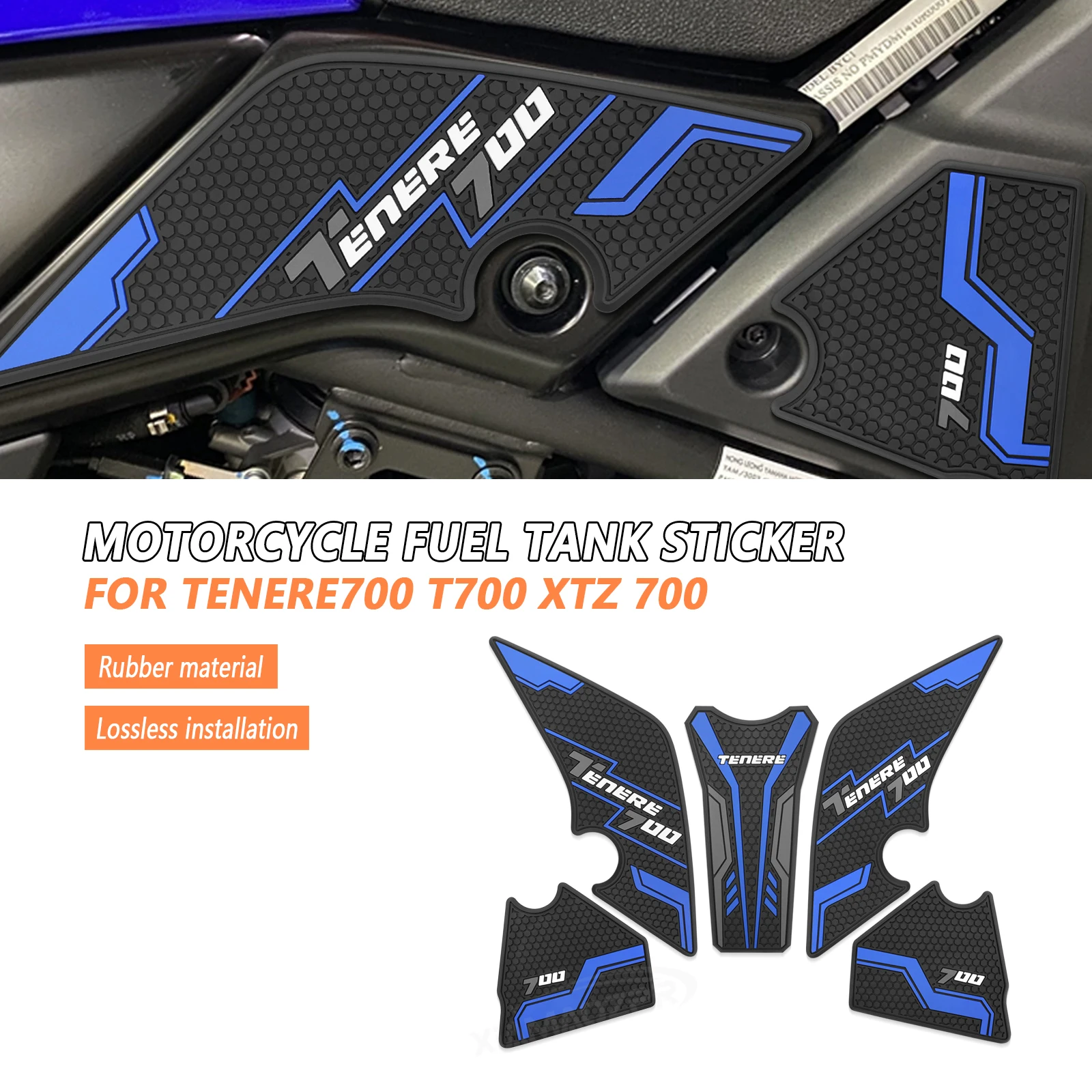 

For YAMAHA Tenere 700 T700 XTZ 700 2019-2023 Motorcycle Stickers Rubber Oil Tank Pad Protector Side Non-Slip Protection Decals