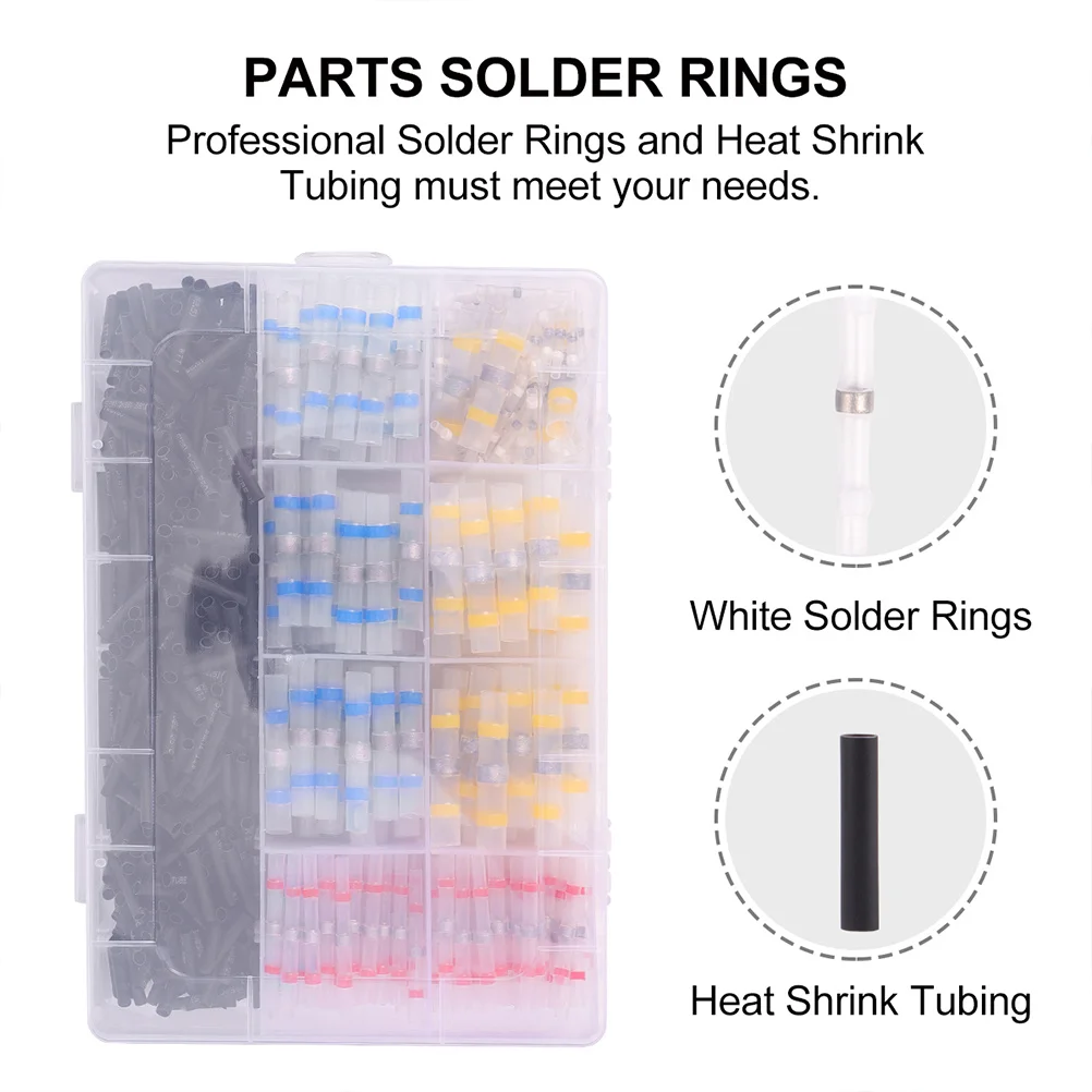 

800Pcs Tin Ring Sleeves Heat Shrink Butt Connectors for Automotive Marine Wiring Reliable Secure Connection Crimp Terminal Kit