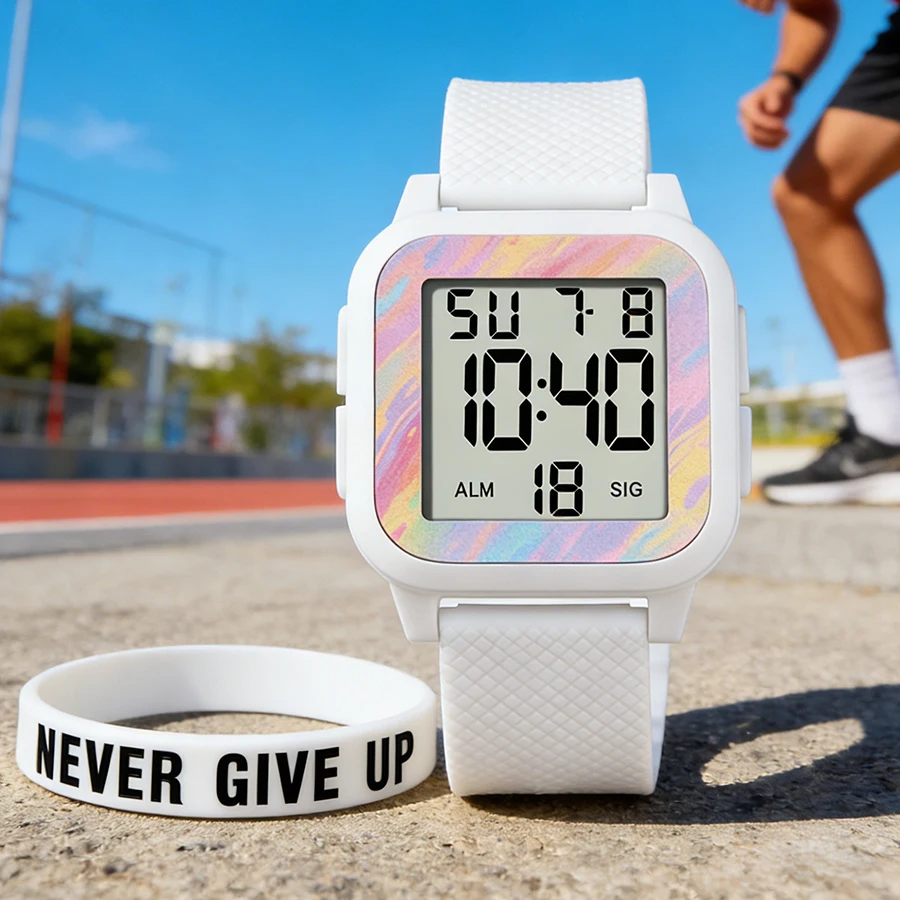 Relojes de Moda MAYZHISU para Mujer con Brazalete, Relojes Electrónicos Deportivos Casuales, Reloj Digital LED Luminoso a Prueba de Agua para Chicas